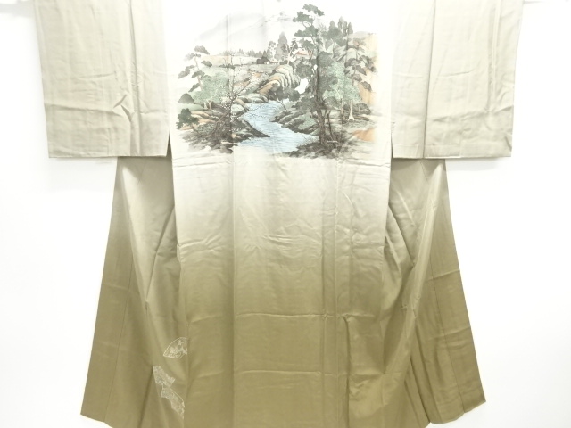 アンティーク　田舎風景模様男物長襦袢